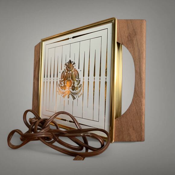 MCM Georges Briard Butler Food Warmer Tray-Gold & White Bird Design-Wood Handles - Picture 4 of 5